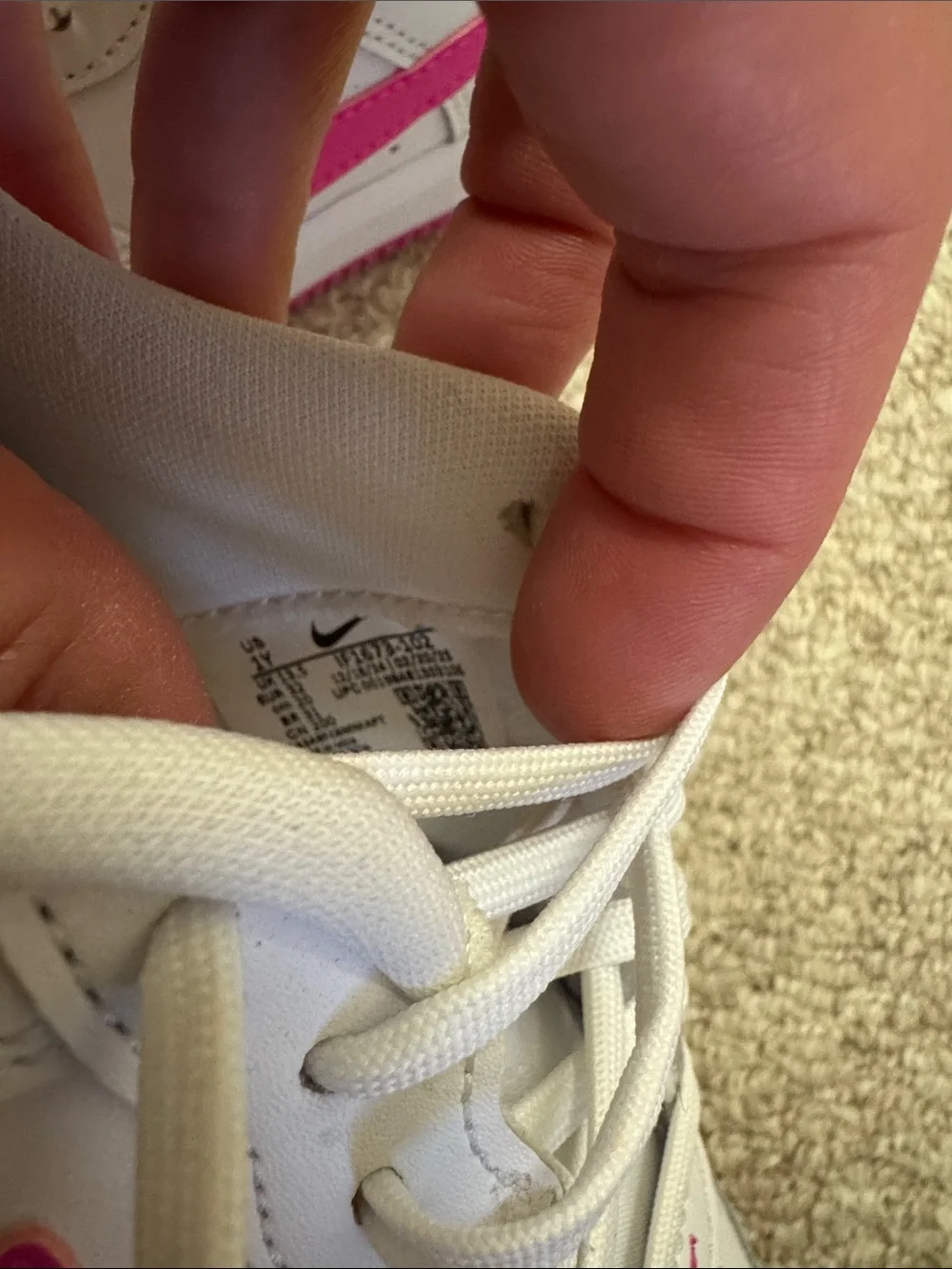 Nike Kids White and Hot Pink Sneakers